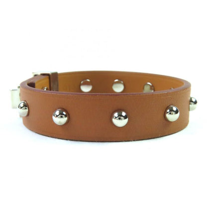 Hermes Mini Dog Leather Gold Silver Hardware Square Crew Round Studded Bracelet