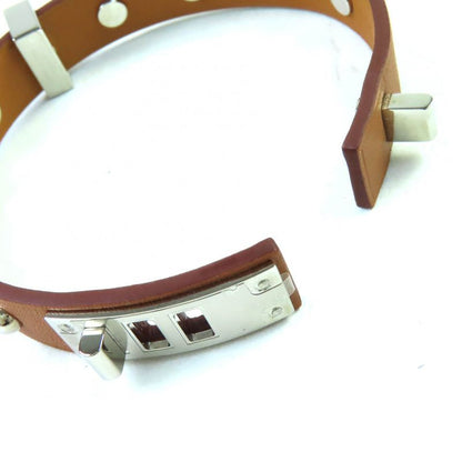 Hermes Mini Dog Leather Gold Silver Hardware Square Crew Round Studded Bracelet
