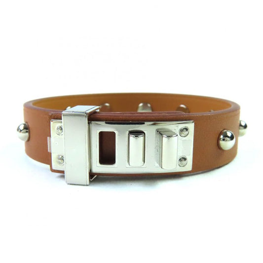 Hermes Mini Dog Leather Gold Silver Hardware Square Crew Round Studded Bracelet