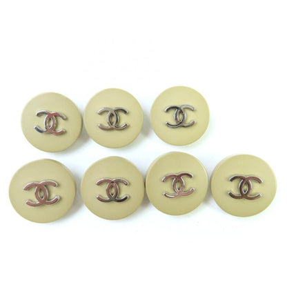 CHANEL Vintage Coco Mark Button Set Of 7 Beige Silver Hardware Ladies