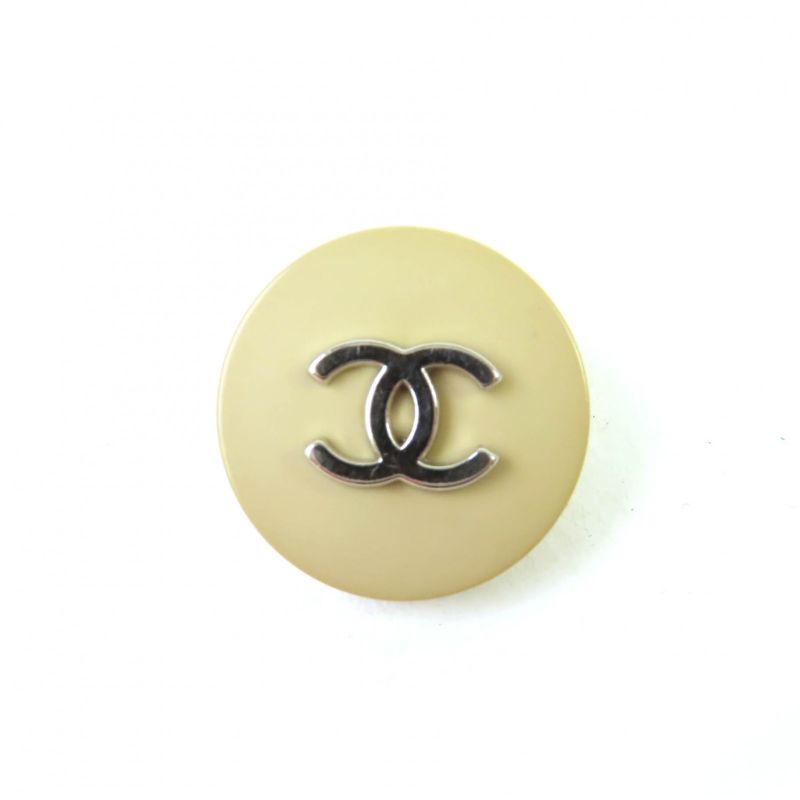 CHANEL Vintage Coco Mark Button Set Of 7 Beige Silver Hardware Ladies