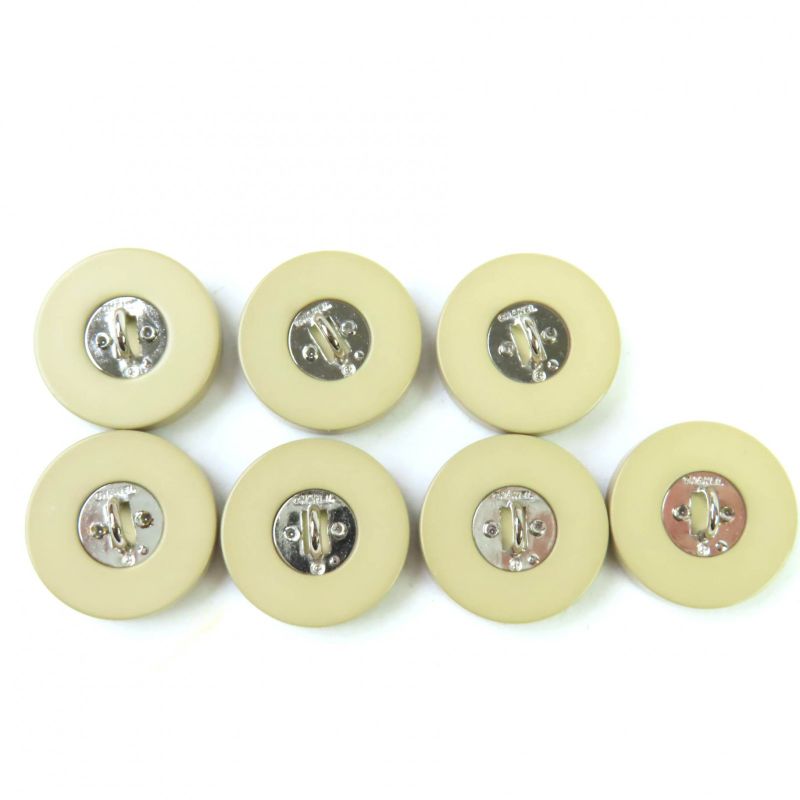 CHANEL Vintage Coco Mark Button Set Of 7 Beige Silver Hardware Ladies