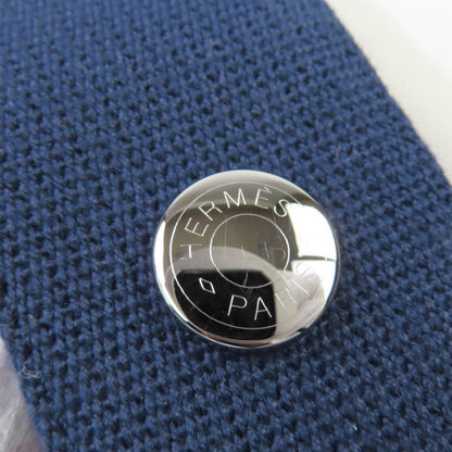 Hermes Brid A Black Cabriol GM 100% Cotton Silver Hardware Serie Button Handbag