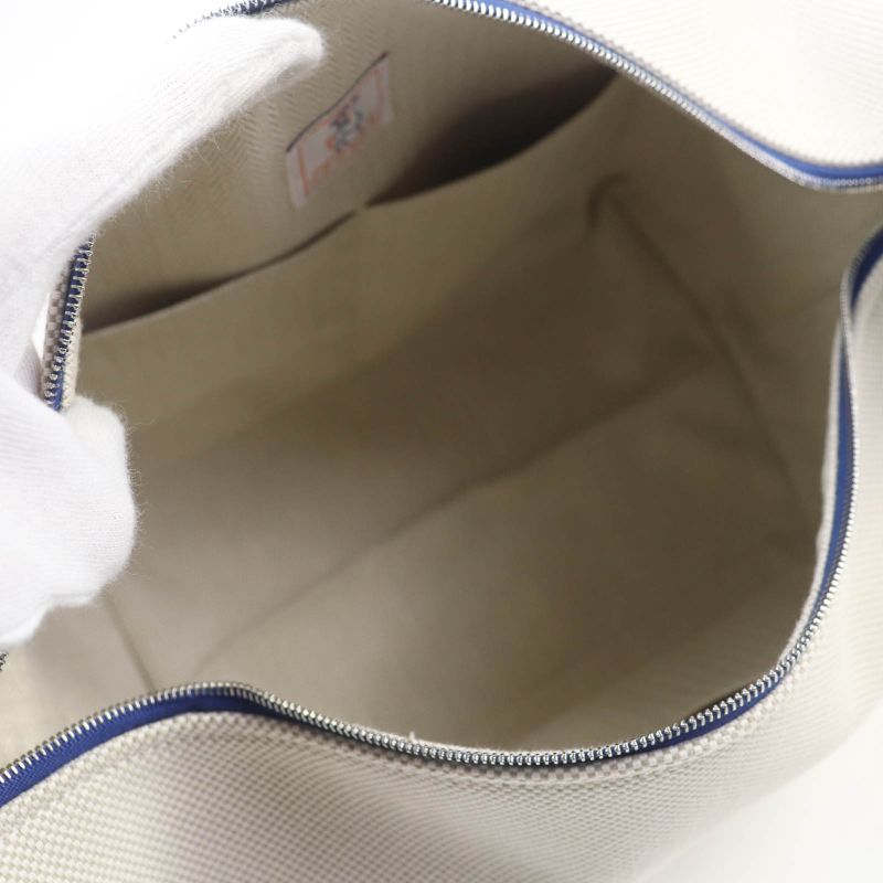 Hermes Brid A Black Cabriol GM 100% Cotton Silver Hardware Serie Button Handbag