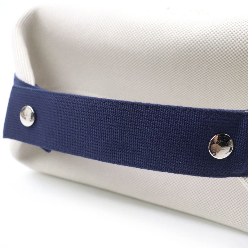 Hermes Brid A Black Cabriol GM 100% Cotton Silver Hardware Serie Button Handbag