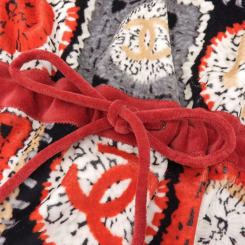 CHANEL 09P P35852 Coco Mark All-pattern Velour Dress Tunic Multi 42 Made In