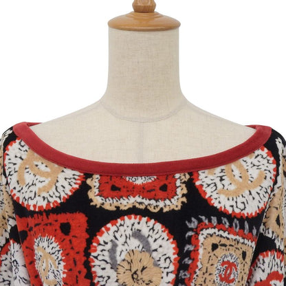 CHANEL 09P P35852 Coco Mark All-pattern Velour Dress Tunic Multi 42 Made In