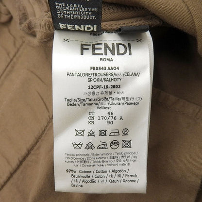 Fendi Fb0543 Logo Embroidered Patched Bottoms Chino Pants Cotton Pants Brown 46