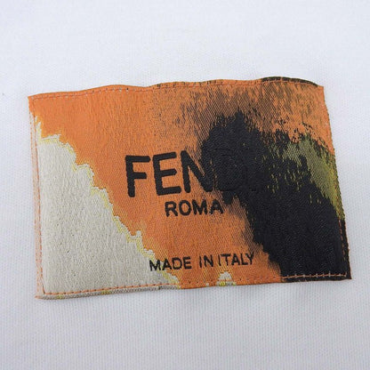 Fendi Fy0894 AN1U 100% Cotton Short Sleeve T-shirt With Logo Label Patch White
