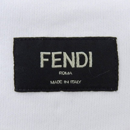 Fendi Fy0894 AN1U 100% Cotton Short Sleeve T-shirt With Logo Label Patch White