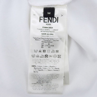 Fendi Fy0894 AN1U 100% Cotton Short Sleeve T-shirt With Logo Label Patch White