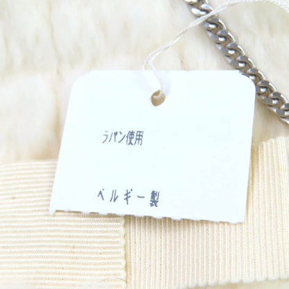 CHANEL Lapin Fur Ribbon Design Gloves With Coco Mark Chain Gloves Off White M