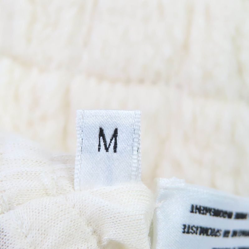 CHANEL Lapin Fur Ribbon Design Gloves With Coco Mark Chain Gloves Off White M