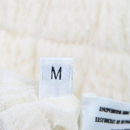 CHANEL Lapin Fur Ribbon Design Gloves With Coco Mark Chain Gloves Off White M