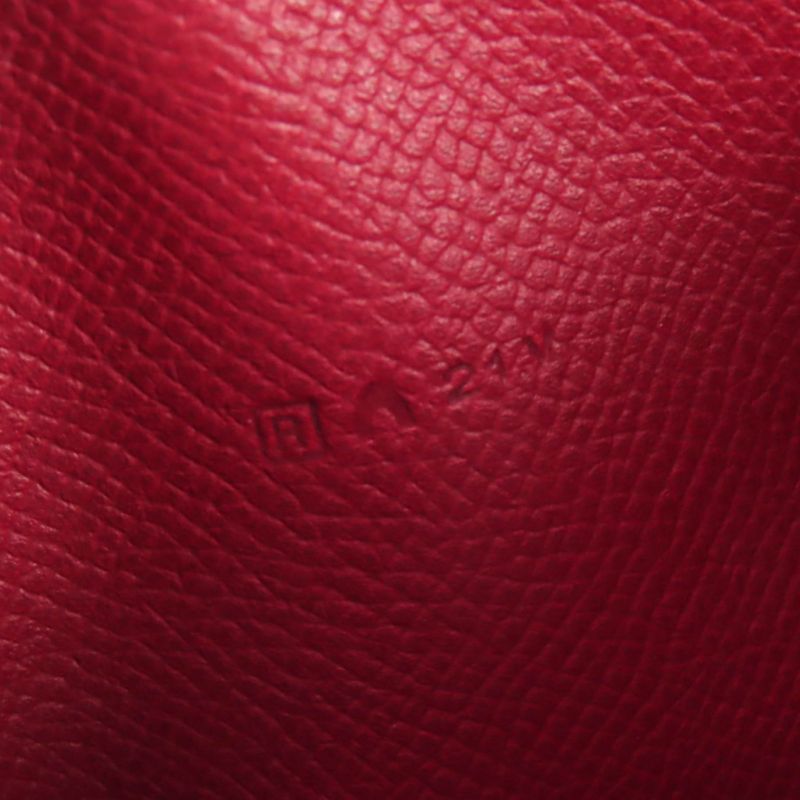 Hermes Azap Long Classic Ruby Vaux Epson Round Zip Wallet Long Wallet Engraved