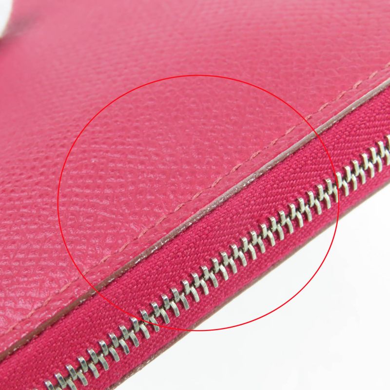 Hermes Azap Long Classic Ruby Vaux Epson Round Zip Wallet Long Wallet Engraved