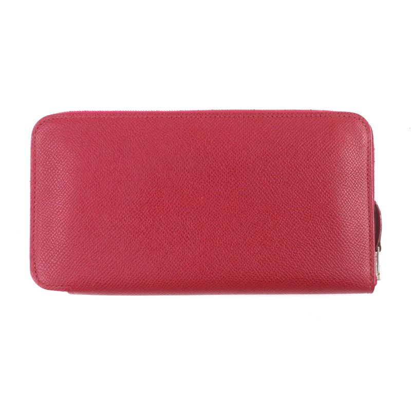 Hermes Azap Long Classic Ruby Vaux Epson Round Zip Wallet Long Wallet Engraved