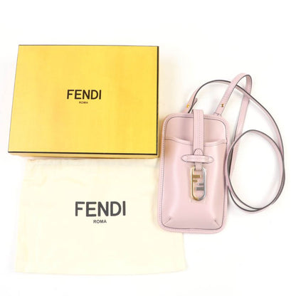 Fendi 7as131 FF Logo Hardware Leather Pouch Wallet Cell Phone Accessories Pink