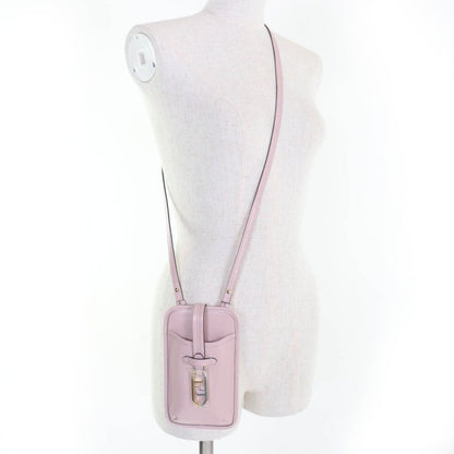 Fendi 7as131 FF Logo Hardware Leather Pouch Wallet Cell Phone Accessories Pink