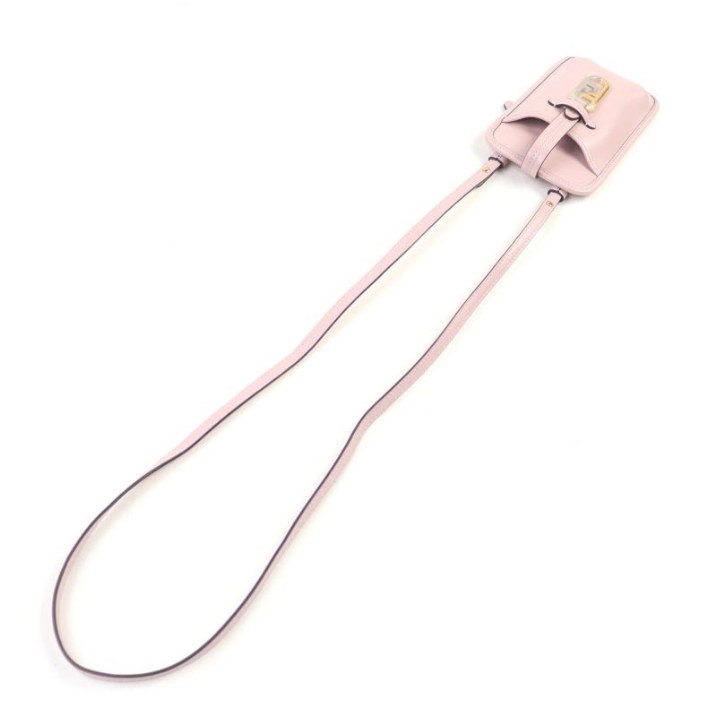 Fendi 7as131 FF Logo Hardware Leather Pouch Wallet Cell Phone Accessories Pink