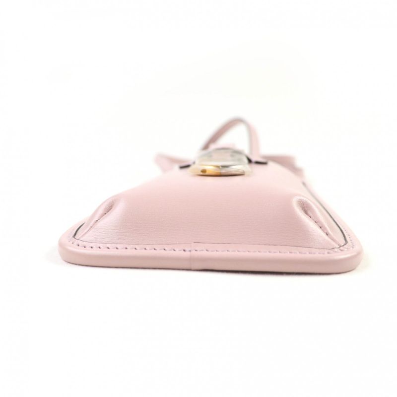 Fendi 7as131 FF Logo Hardware Leather Pouch Wallet Cell Phone Accessories Pink