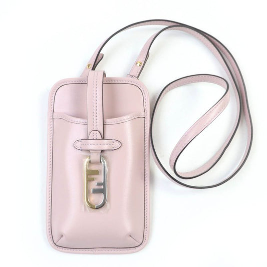 Fendi 7as131 FF Logo Hardware Leather Pouch Wallet Cell Phone Accessories Pink