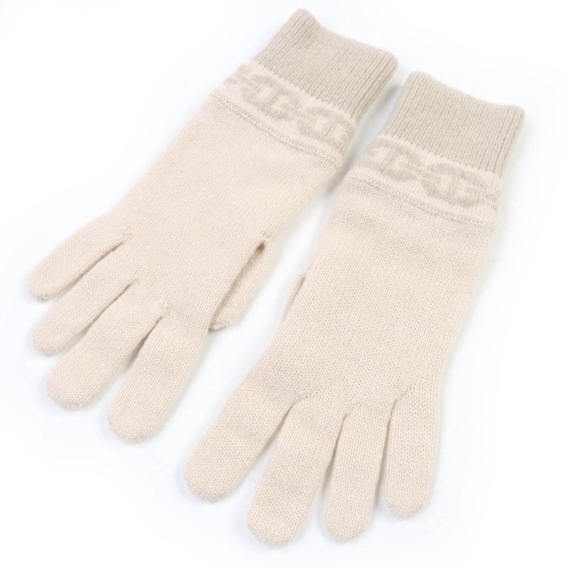Hermes Haven 100% Cashmere Cles Clesme Sable Chaine D'ancre Knitted Gloves S
