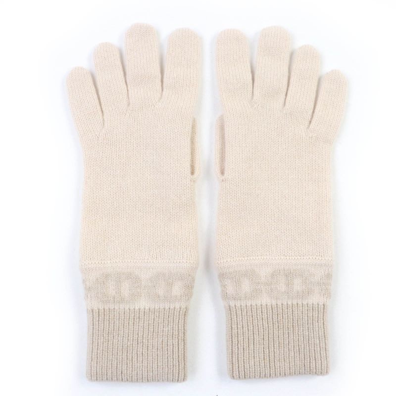 Hermes Haven 100% Cashmere Cles Clesme Sable Chaine D'ancre Knitted Gloves S