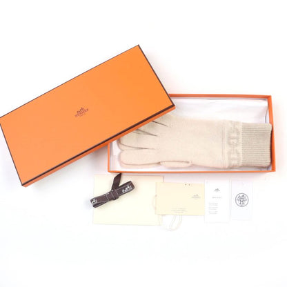 Hermes Haven 100% Cashmere Cles Clesme Sable Chaine D'ancre Knitted Gloves S
