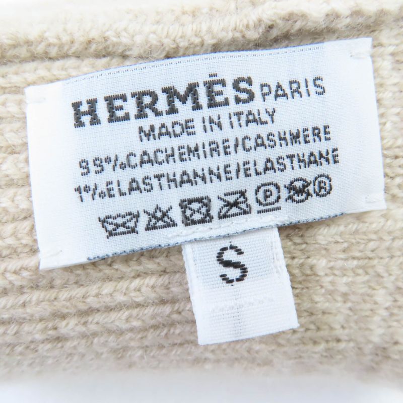 Hermes Haven 100% Cashmere Cles Clesme Sable Chaine D'ancre Knitted Gloves S