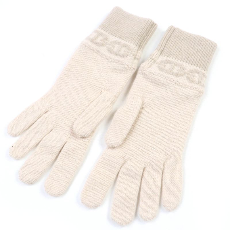 Hermes Haven 100% Cashmere Cles Clesme Sable Chaine D'ancre Knitted Gloves S