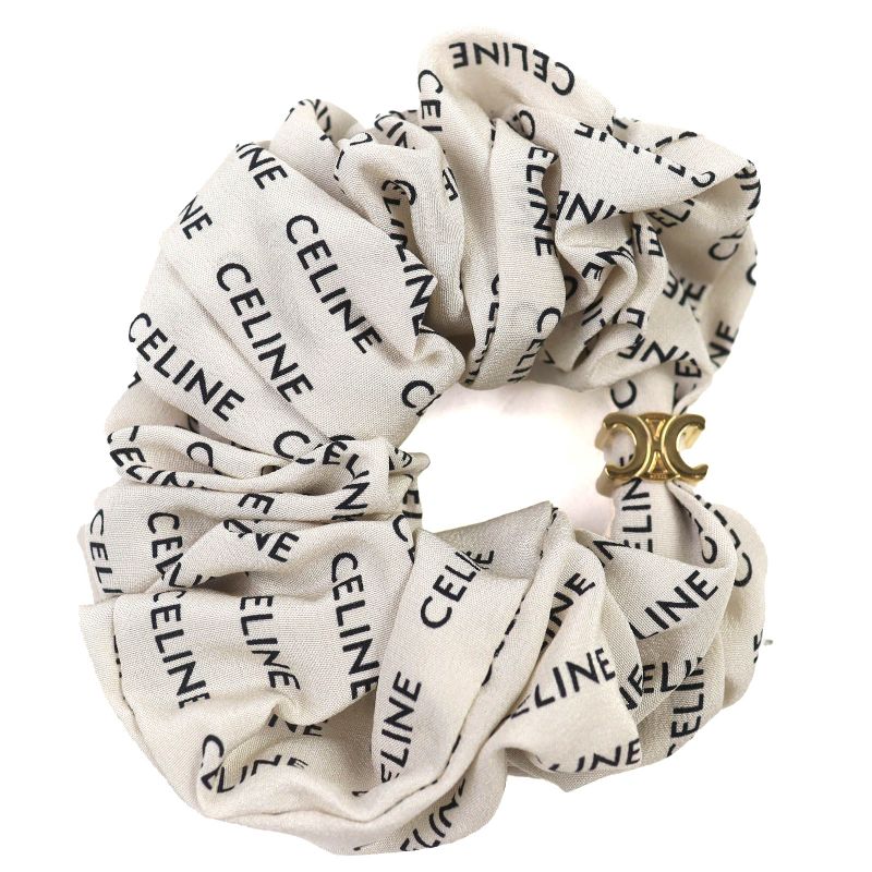 Celine 46y352sib Rayures Chou 100% Silk Gold Finish Brass Triomphe Hair Tie