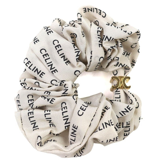 Celine 46y352sib Rayures Chou 100% Silk Gold Finish Brass Triomphe Hair Tie