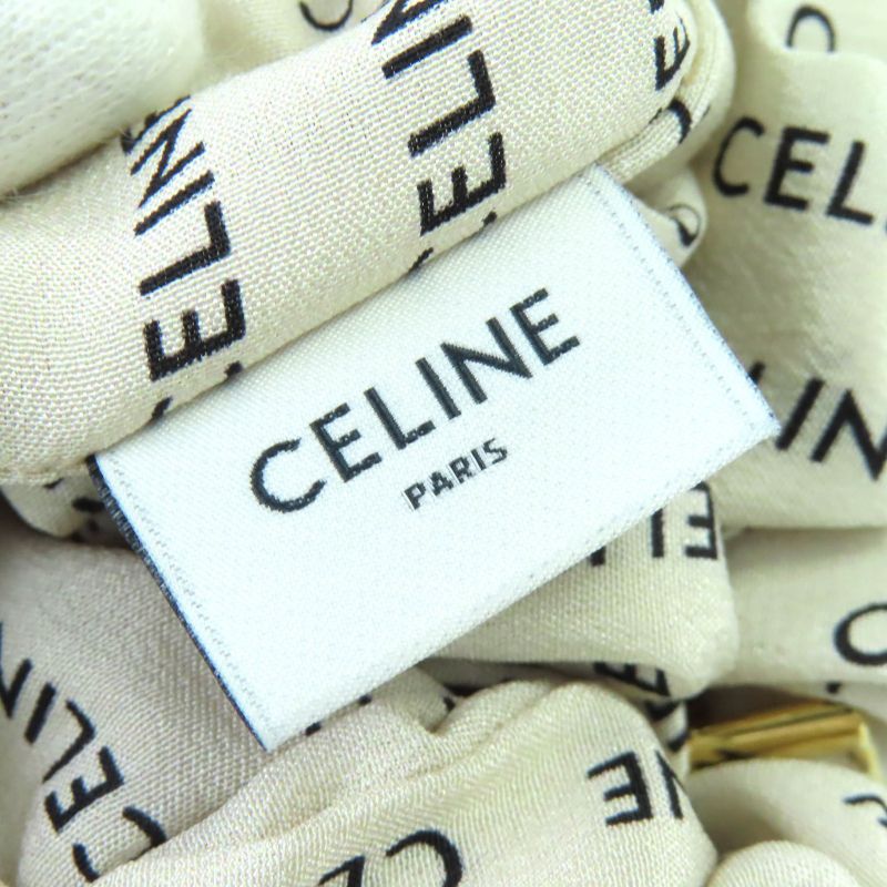 Celine 46y352sib Rayures Chou 100% Silk Gold Finish Brass Triomphe Hair Tie