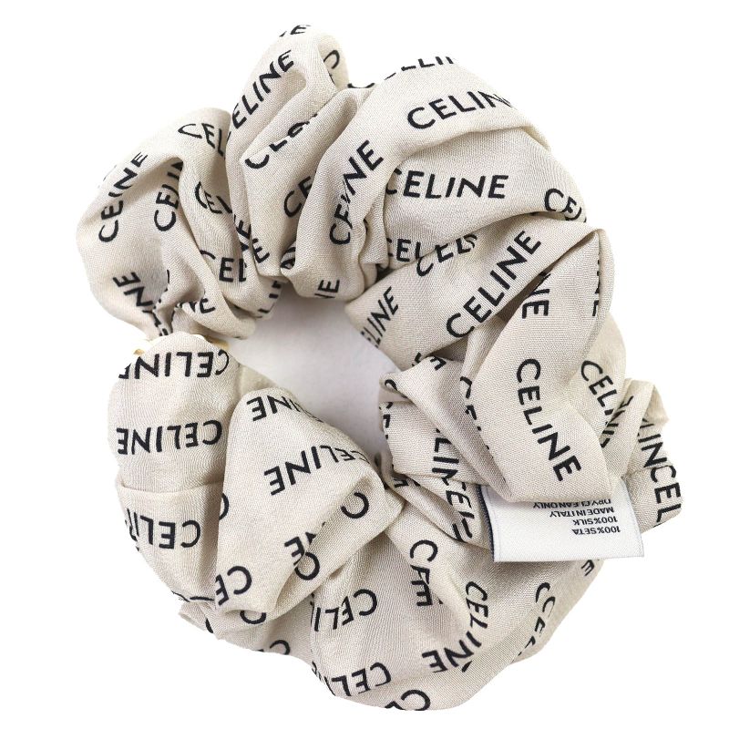 Celine 46y352sib Rayures Chou 100% Silk Gold Finish Brass Triomphe Hair Tie