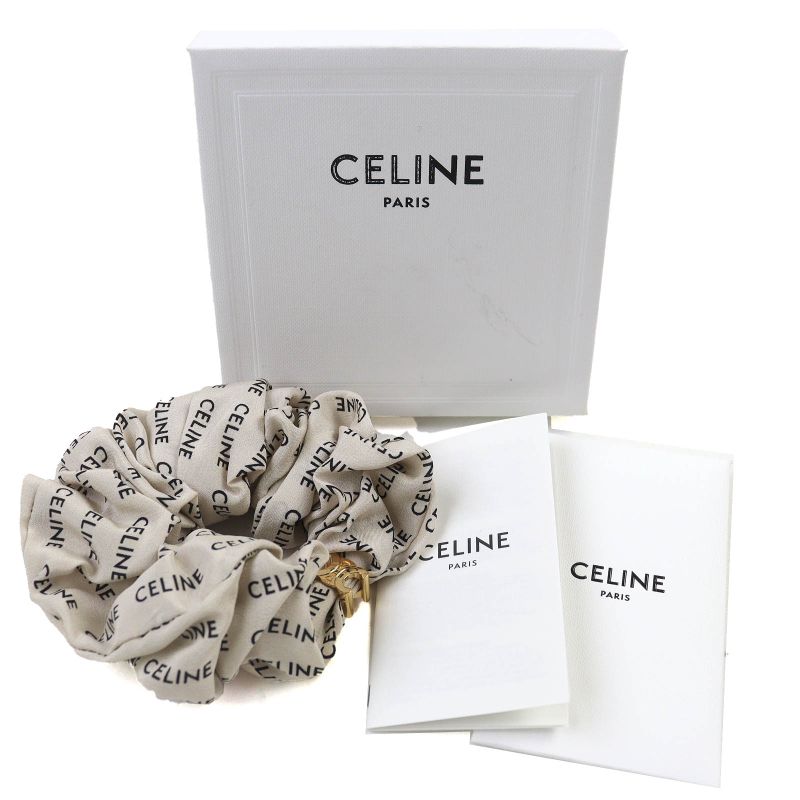 Celine 46y352sib Rayures Chou 100% Silk Gold Finish Brass Triomphe Hair Tie