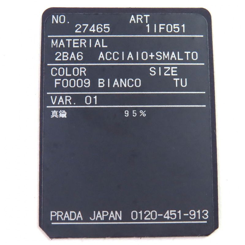 Prada 1if051 Triangle Logo Metal Hairpin Hair Accessory White Silver With Box