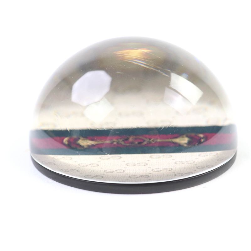 Gucci Glass Horsebit Sherry Line Interlocking G Paperweight Clear with Box Made