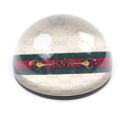 Gucci Glass Horsebit Sherry Line Interlocking G Paperweight Clear with Box Made