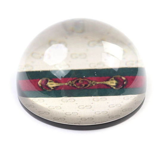 Gucci Glass Horsebit Sherry Line Interlocking G Paperweight Clear with Box Made