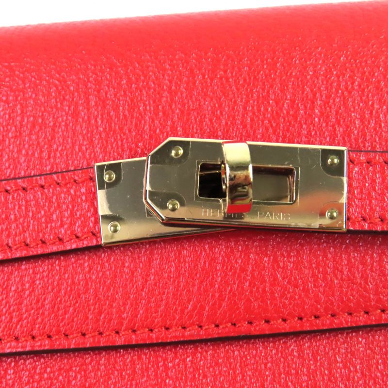 Hermes Rouge Tomato Chevre Kelly Medium Wallet Trifold Wallet With Box Stamped