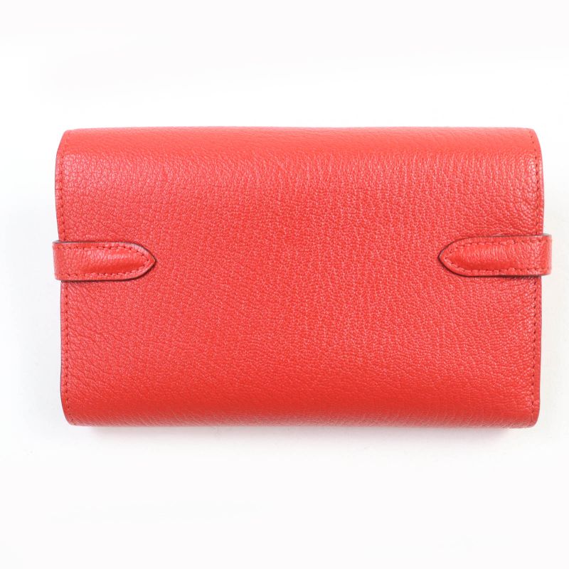 Hermes Rouge Tomato Chevre Kelly Medium Wallet Trifold Wallet With Box Stamped