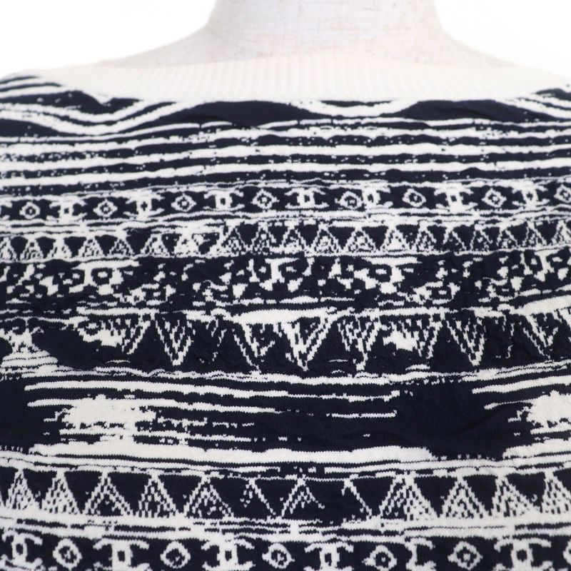 CHANEL P58215k07623 Coco Button Coco Mark All-over Design 7'' Sleeve Knit Tunic