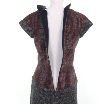 CHANEL 14B P49828w05551 Lion Coco Button Short Sleeve Tweed Dress Multicolor 36