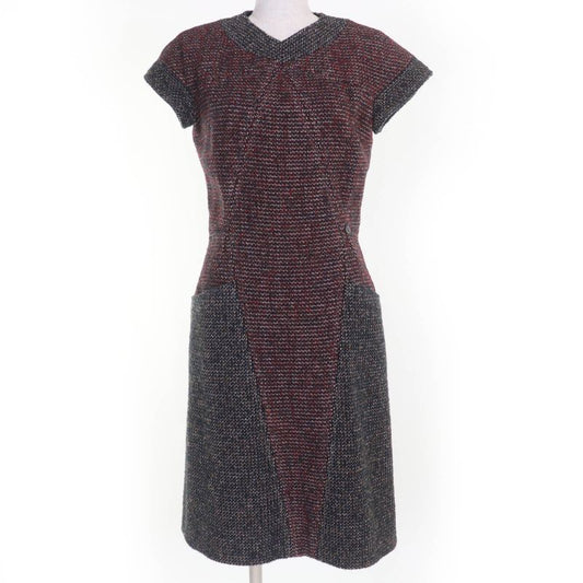 CHANEL 14B P49828w05551 Lion Coco Button Short Sleeve Tweed Dress Multicolor 36