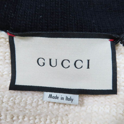 Gucci 490346 Wool Cotton Front Open Tweed Collarless Coat Ivory M Made In Italy