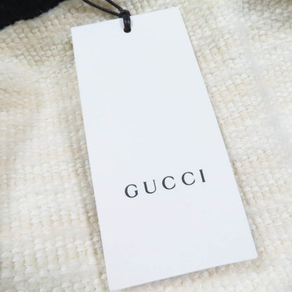 Gucci 490346 Wool Cotton Front Open Tweed Collarless Coat Ivory M Made In Italy