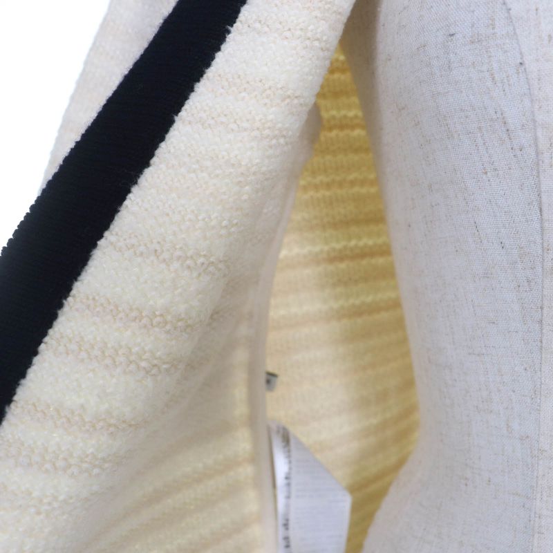 Gucci 490346 Wool Cotton Front Open Tweed Collarless Coat Ivory M Made In Italy