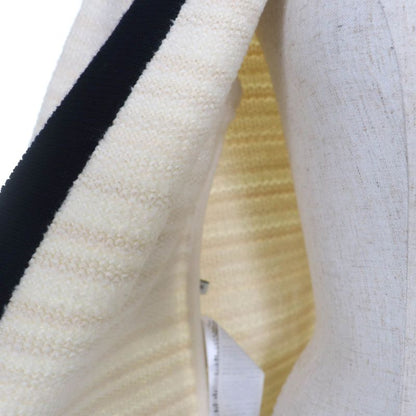 Gucci 490346 Wool Cotton Front Open Tweed Collarless Coat Ivory M Made In Italy