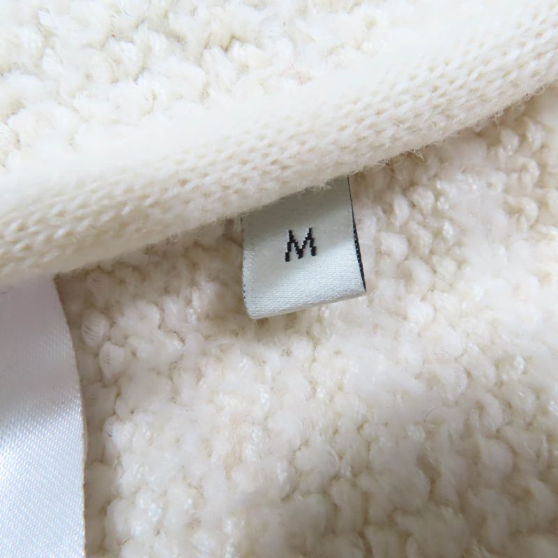 Gucci 490346 Wool Cotton Front Open Tweed Collarless Coat Ivory M Made In Italy